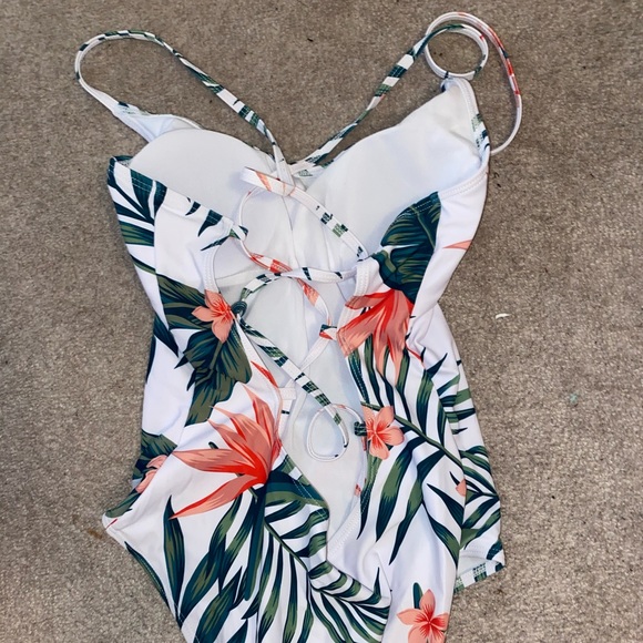 full piece bathing suit w/ thong bottom - Picture 2 of 2